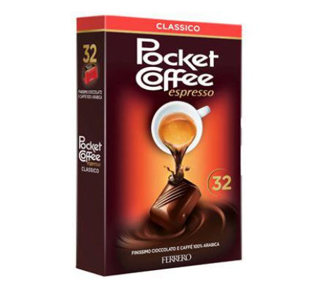 POCKET COFFEE  FERRERO  ESPRESSO 32pz. ΣΟΚΟΛΑΤΑΚΙΑ ΜΕ ΚΑΦΕ ESPRESSO 100% arabica 400gr.