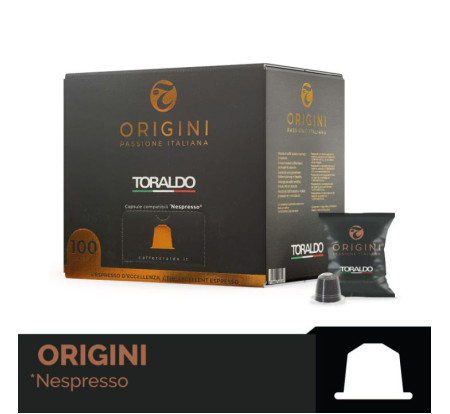 TORALDO  ΚΑΨΟΥΛΕΣ CAFFE ESPRESSO ORIGINI 100 τεμ. ΣΥΜΒΑΤΕΣ ΜΕ ΜΗΧΑΝΕΣ NESPRESSO 