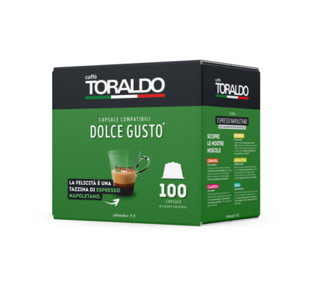 TORALDO  ΚΑΨΟΥΛΕΣ ESPRESSO CAFFE GOURMET  ΣΥΜΒΑΤΕΣ ΜΕ ΜΗΧΑΝΕΣ  DOLCE GUSTO   100 τεμ.